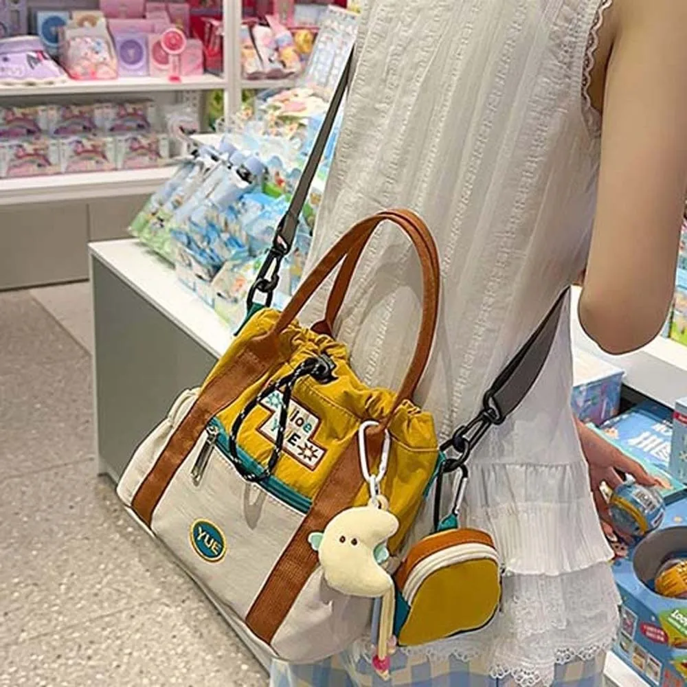 

Portable Mountaineering Crossbody Bag Quick Drying Large Capacity Nylon Shoulder Pouch Embroidery Contrast Color