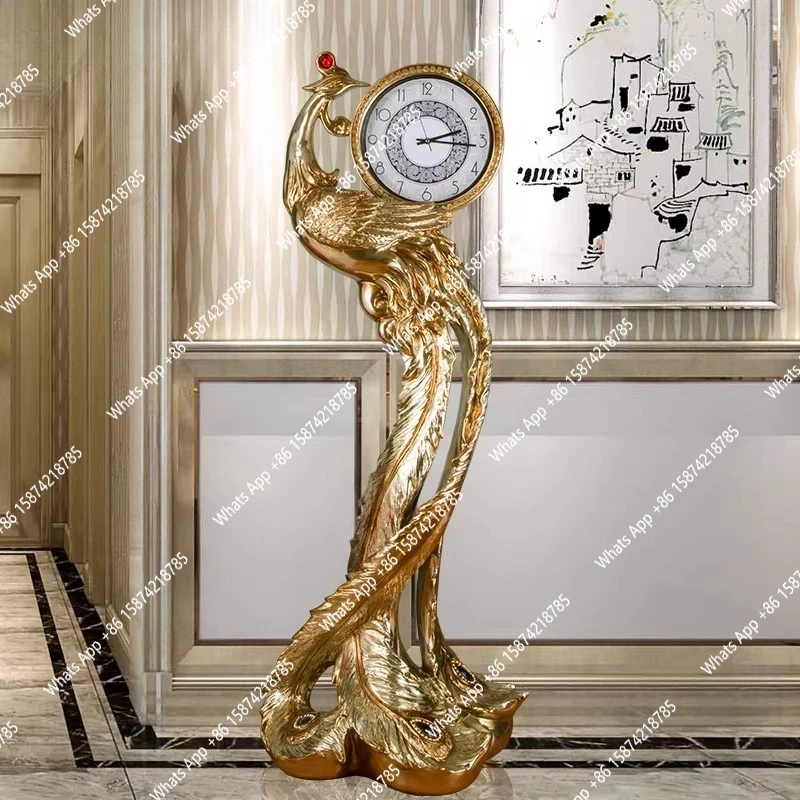 European Phoenix Large Floor Clock Living Room Ornament Creative Ornament Crafts Home Decoration Ornament