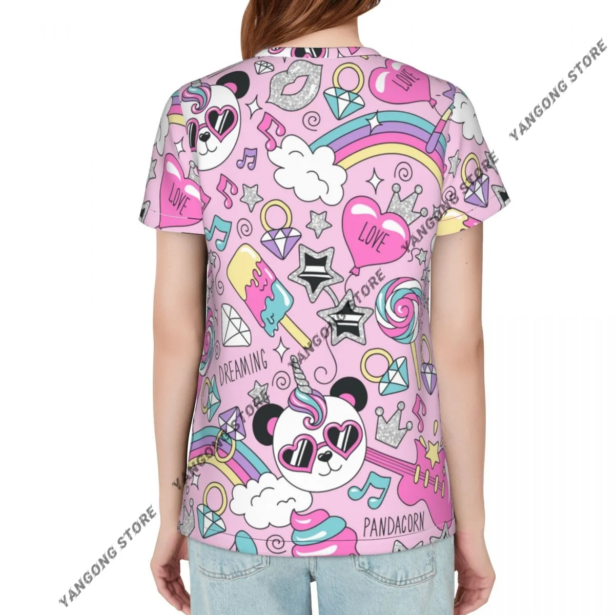Women's T-shirt ladies casual Cute Panda Unicorn female T-shirt short-sleeved T-shirt summer thin tops