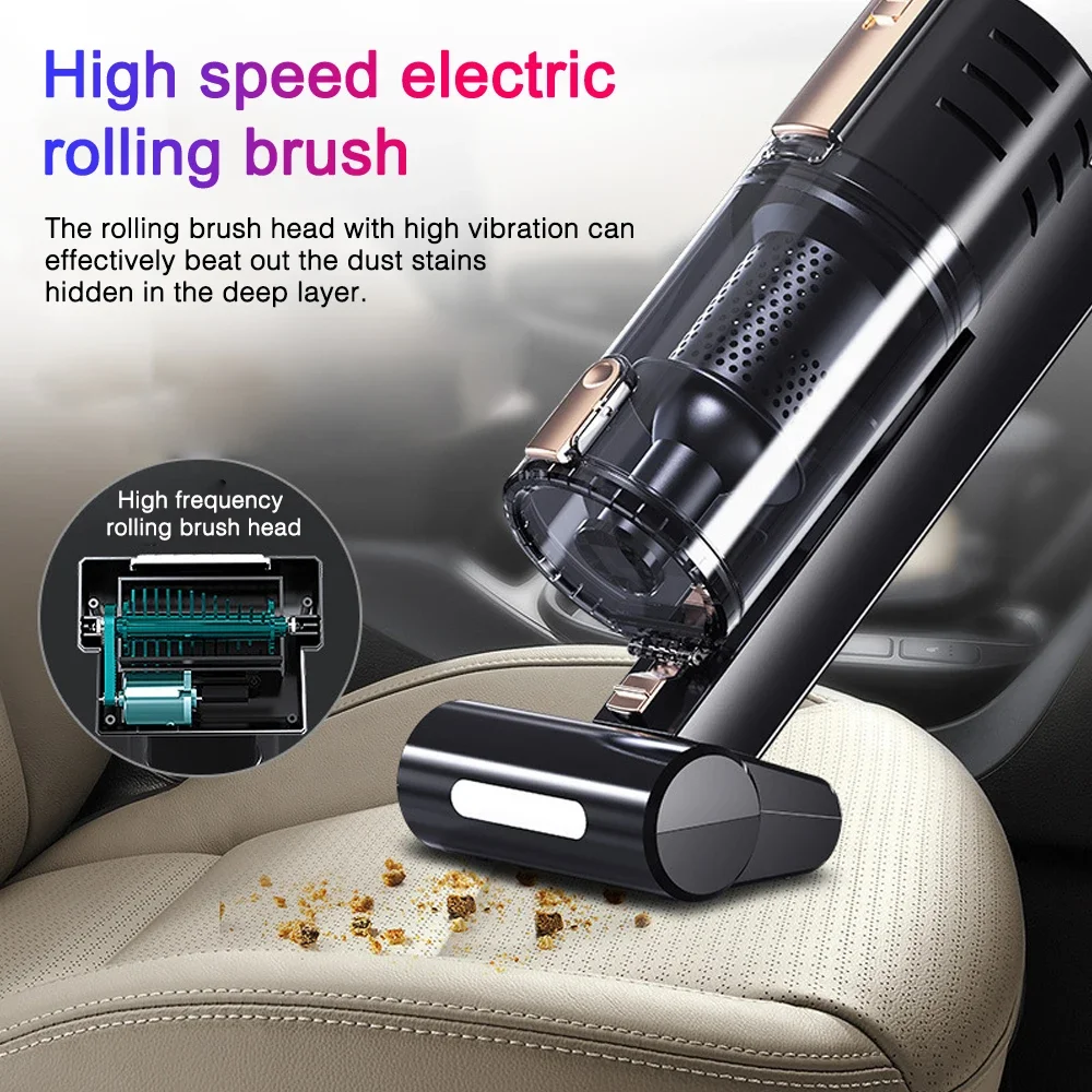 120W Mini Car Vacuum Cleaner 5000Pa Wet and Dry Handheld Wireless Charging Model High Power for Car Home Interior Vacuum Cleaner