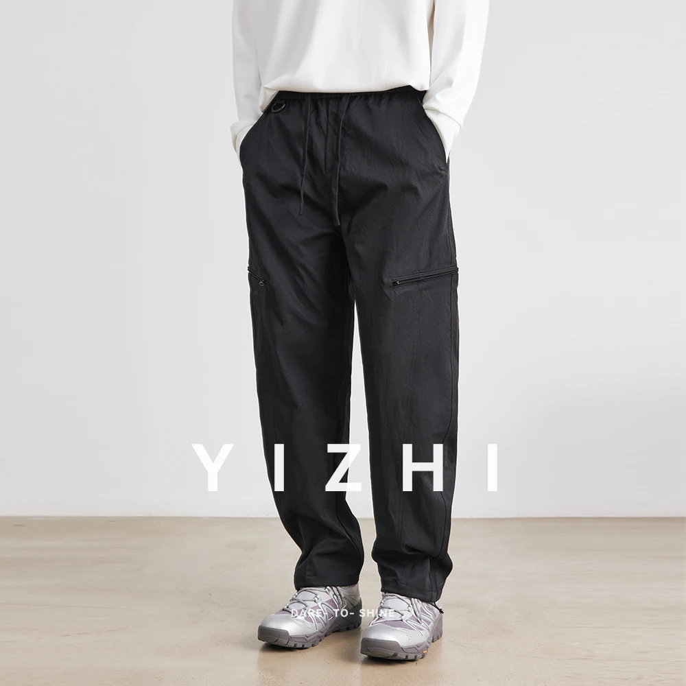 Men's American Overalls Spring and Autumn 2025 New Slim Scimitar Pants All-match Drawstring Casual Pants Wide-leg Pants