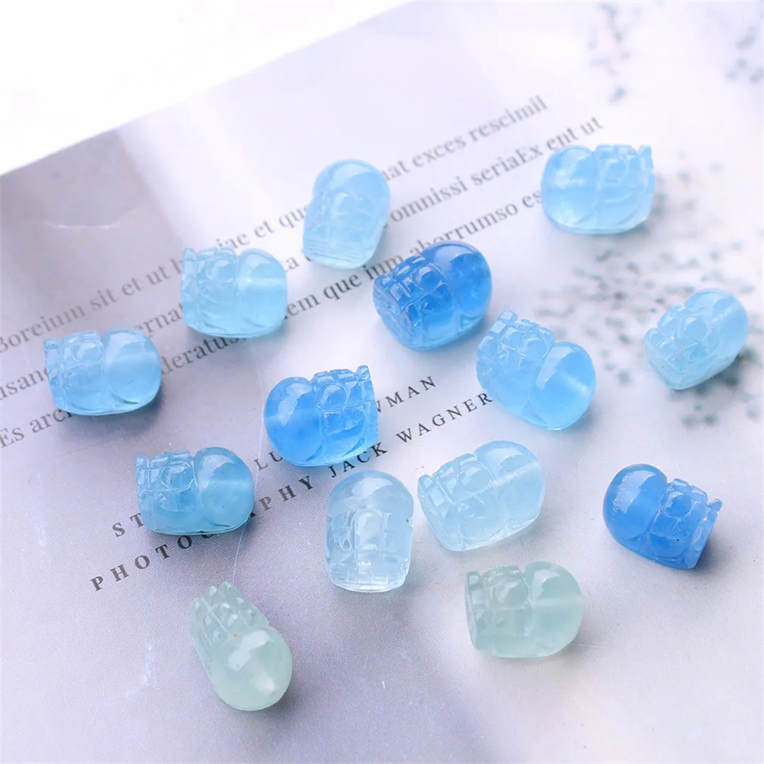 Top Natural Aquamarine Pendant Jewelry For Woman Lady Man Beauty Love Gift Reiki Crystal PiXiu/PiYao Beads Stone 12-15mm