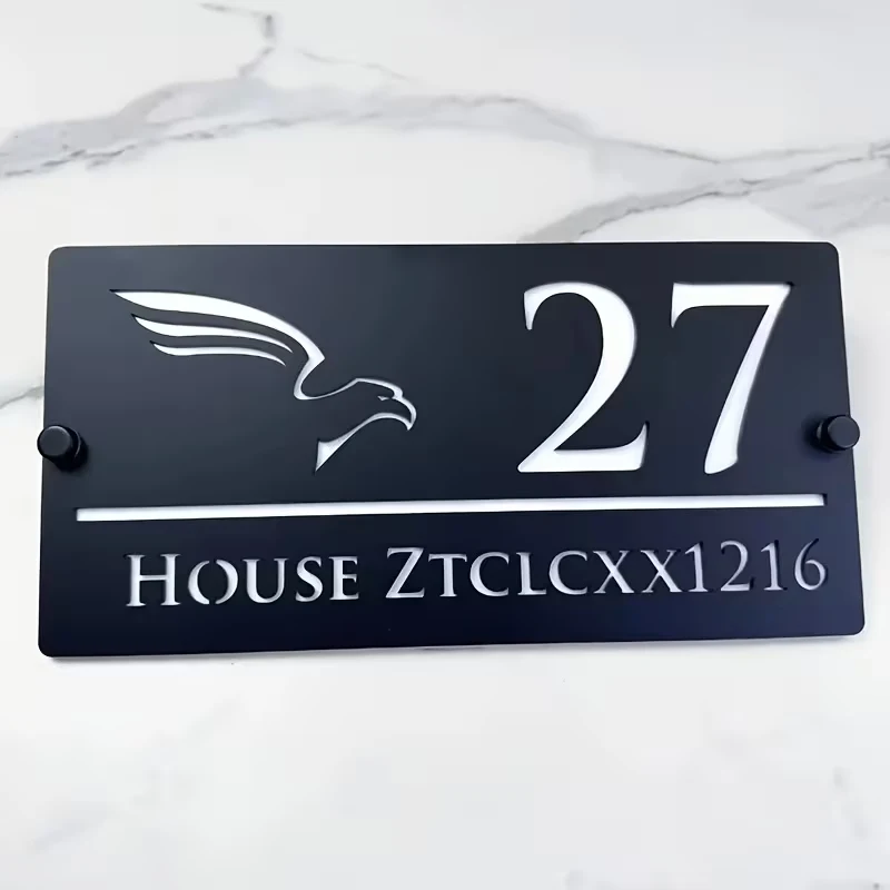 1 Stück Personalisiertes Nummern- und Textschild mit Fliegendem Taubenmotiv aus Acryl, Doppelschichtiges Hausnummernschild, Adressnummernschild, Deko für Zuhause, Wohnung und Briefkasten