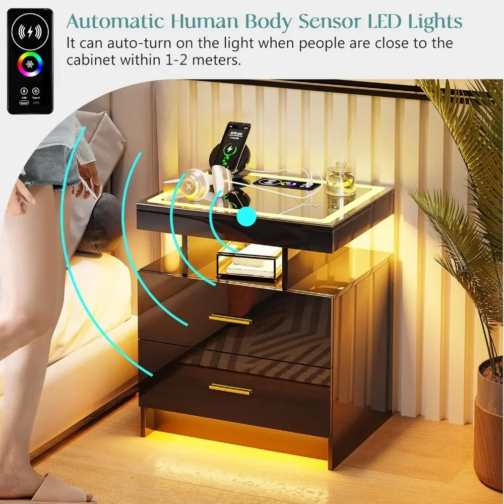 Set di 2 comodini a LED