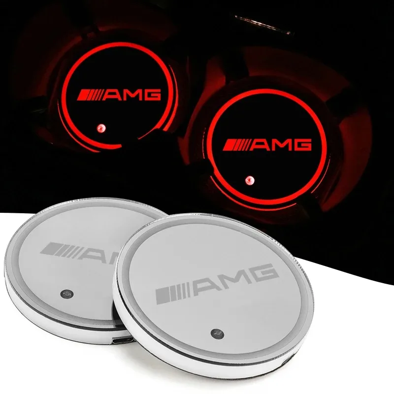 7 Color LED Car Cup Holder Light Luminous Coaster Water Cup Pad For Mercedes Benz W204 W205 W212 W213 W221 W177 W246 GLA GLC CLA