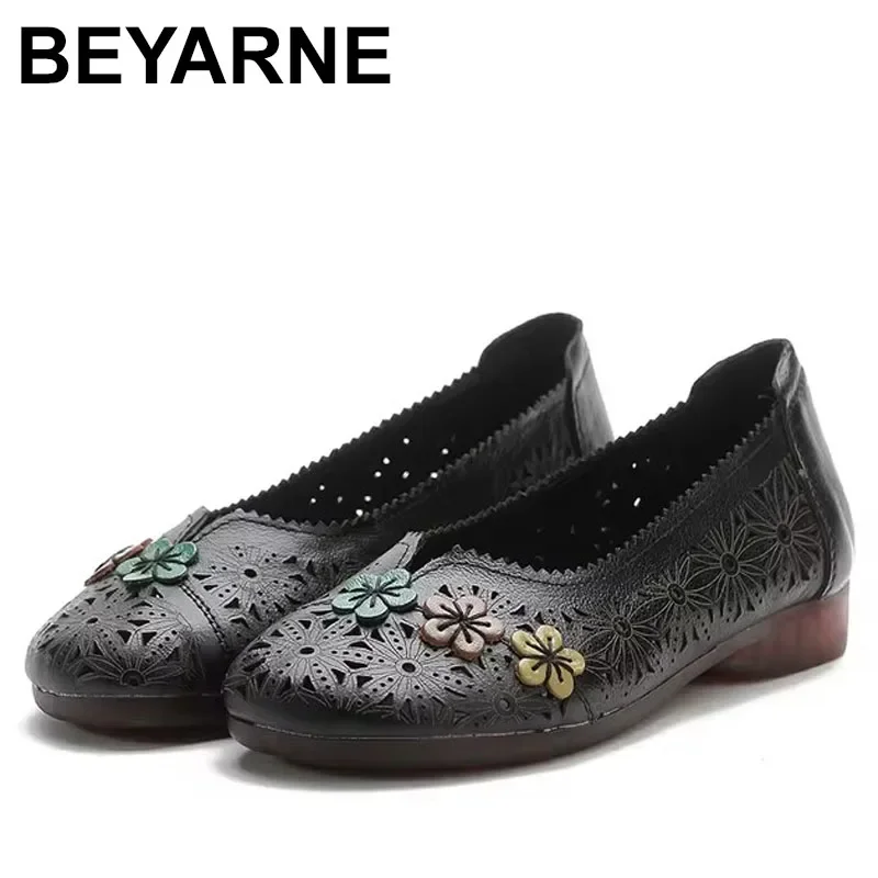 Wome Casual Shoes Genuine Leather Slip-on Flats Ladies Designer Sneakers Hollow Breathable Summer Women's Sandals