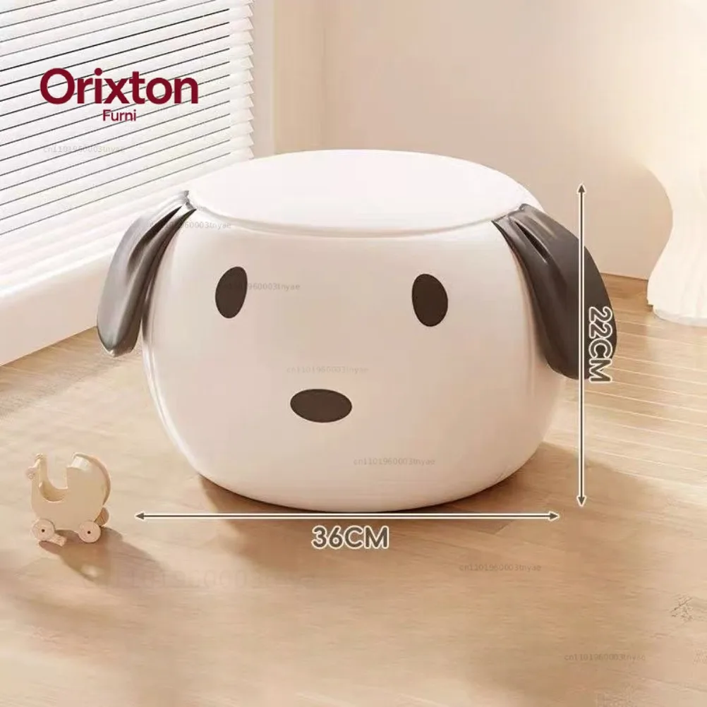 Cute Creative Footrest Puppy Stool Round Faux Leather Stool Bedroom Vanity Chair Cartoon Round Stool Home Furniture