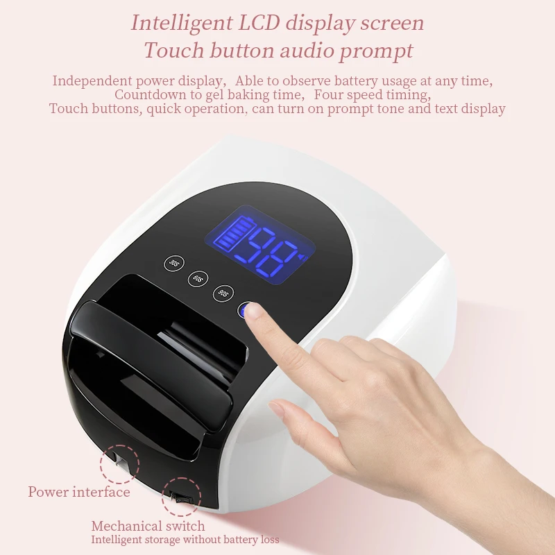 2023 New Arrival Rechargeable Nail UV Lamp 96W Gel Polish Dryer Wireless LED Light for Nails Cordless Nail Art Lamp