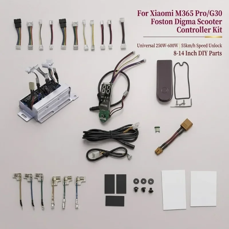 

For Xiaomi M365 Pro/G30 Foston Digma Scooter Controller Kit, Universal 250W-600W 55km/h Speed Unlock, 8-14 Inch DIY Parts