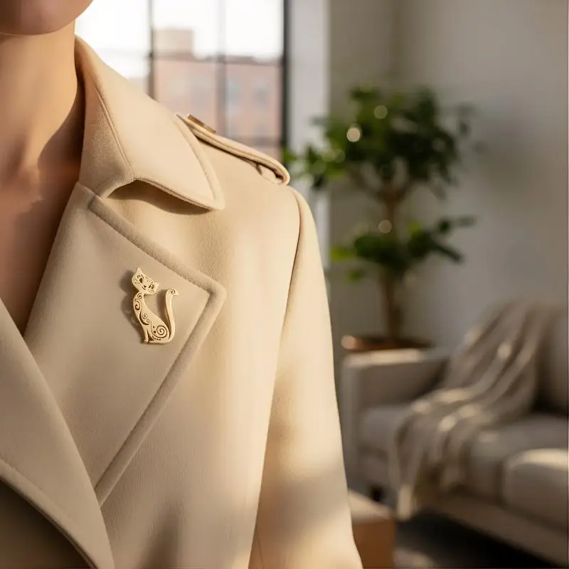 Punk Style Cat/Fish/Fox Brooch - Edgy Lapel Pin for Men's Suit Collar, Perfect for Weddings, Parties & Daily Looks