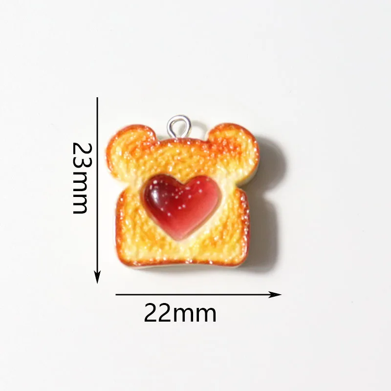 10pcs Resin Plastic Bread Pendants Charms Pendants Cute Keychain Hang Ornament for DIY Craft Earring Bracelet Necklace Jewelry