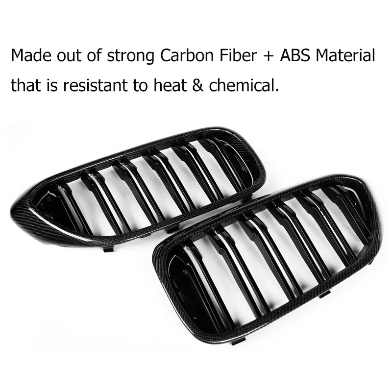 1 Pair Dual Slat Gloss Black ABS Kidney Racing Grille For BMW 5 Series G30 G31 F90(M5) 2017-2019 Pre-LCI Car Front Bumper Grille