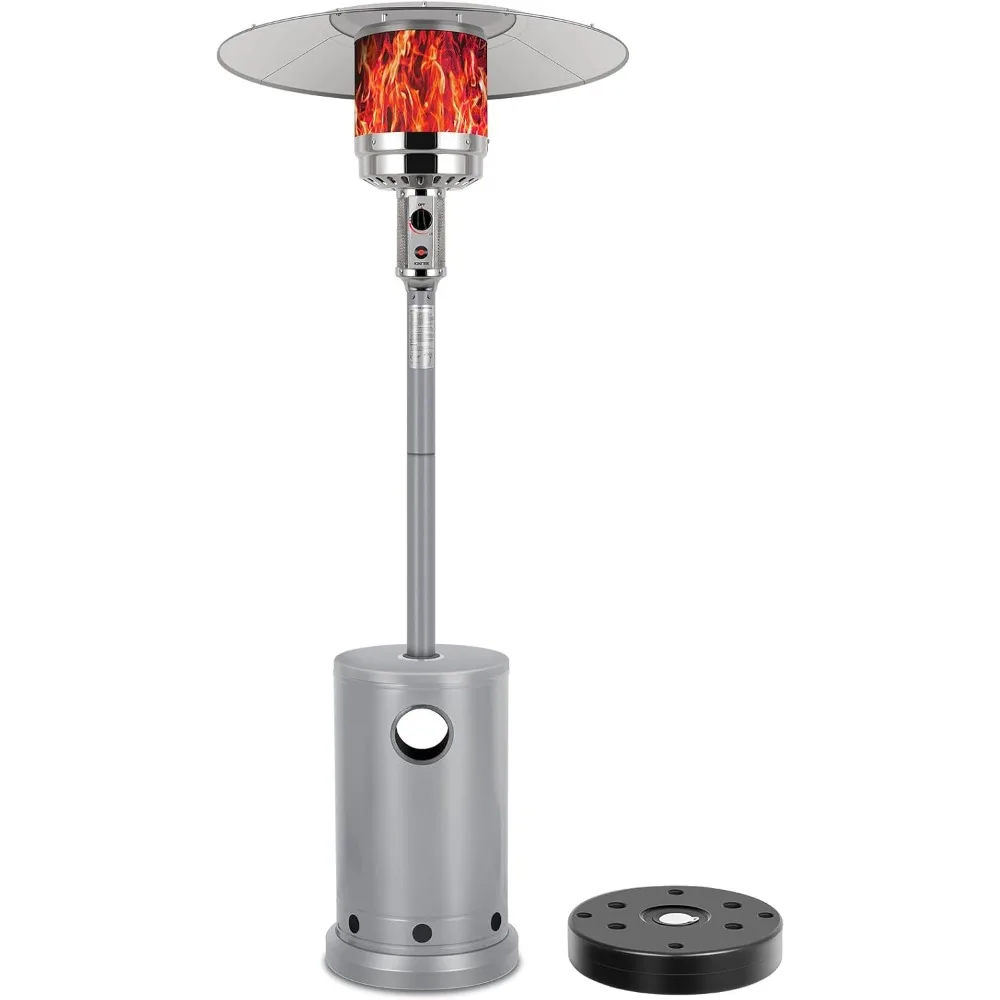 

Patio Heater With Sand Box, Table Design, Double-Layer Stainless Steel Burner, Wheels, Tip-over Protection