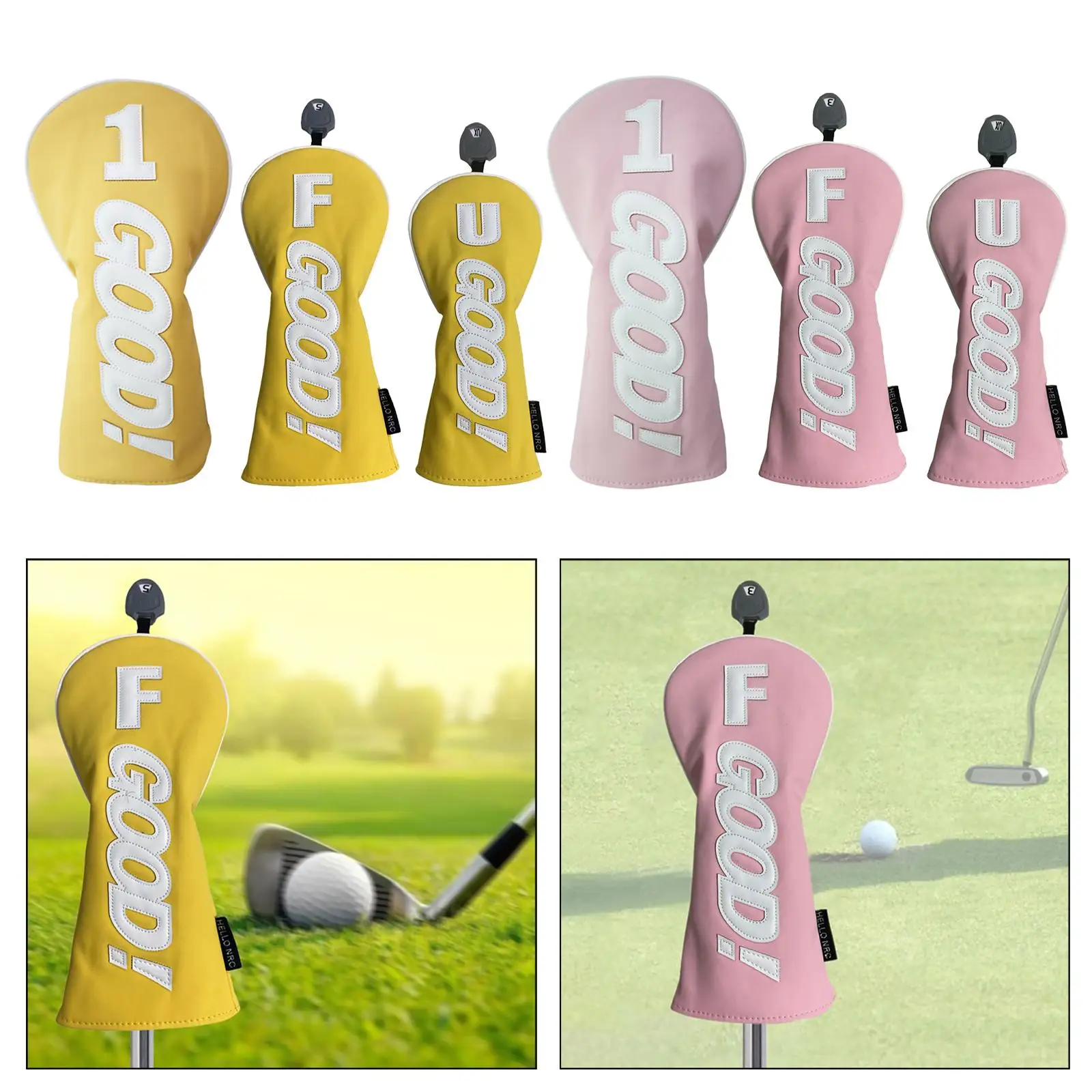 Golf Club Wood Head Cover Waterproof PU Leather Golf Club Covers for Woods