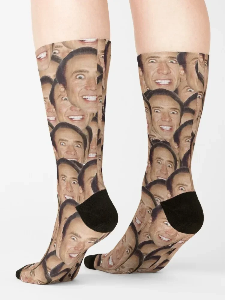 Nicolas Cage Meme kaus kaki desainer merek kustom olahraga christmass hadiah kaus kaki untuk pria wanita