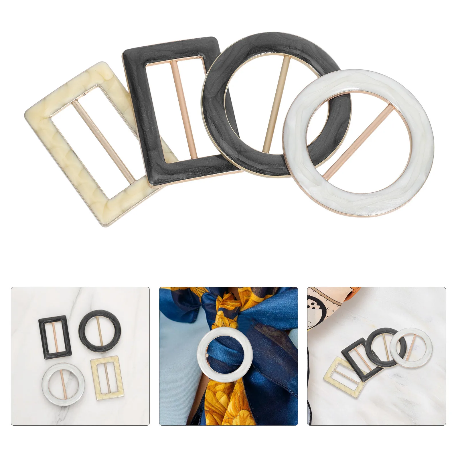 4 pçs fivela de nó de canto de metal para lenços de seda camisetas chapéus cintos vestido cinch clipe roupas fivelas xale clipe cachecol slide