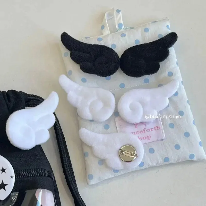 

New 1 Pair Small Angel Wings Brooch Japanese Style Sweet Clothes Decor Y2K Plush Angel Wing Fluffy Brooch Bag Decor