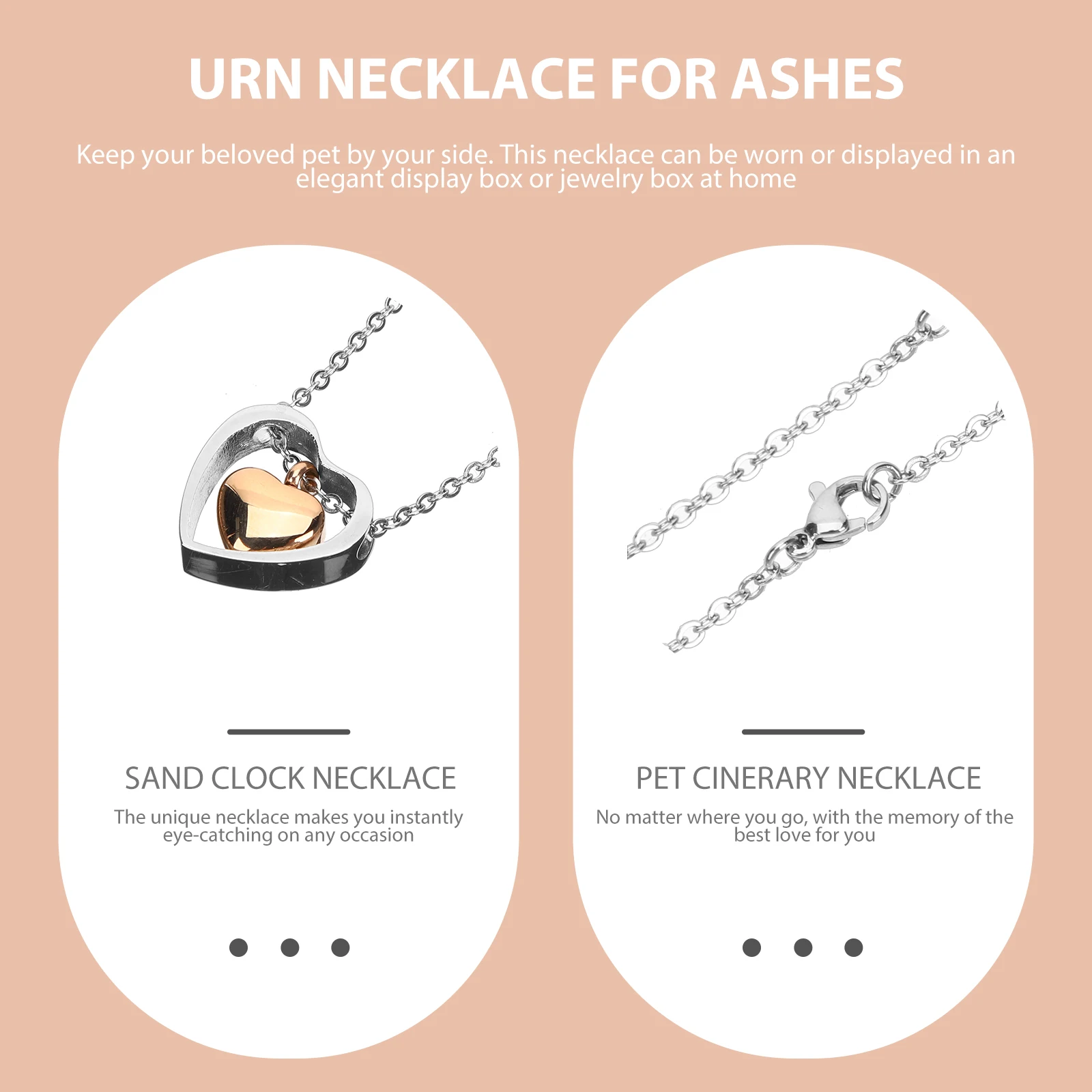 

Heart Necklace for Women Titanium Steel Keepsake Urn Memorial Jewelry Storage for Pet Ashes Cremation Pendent Gifts