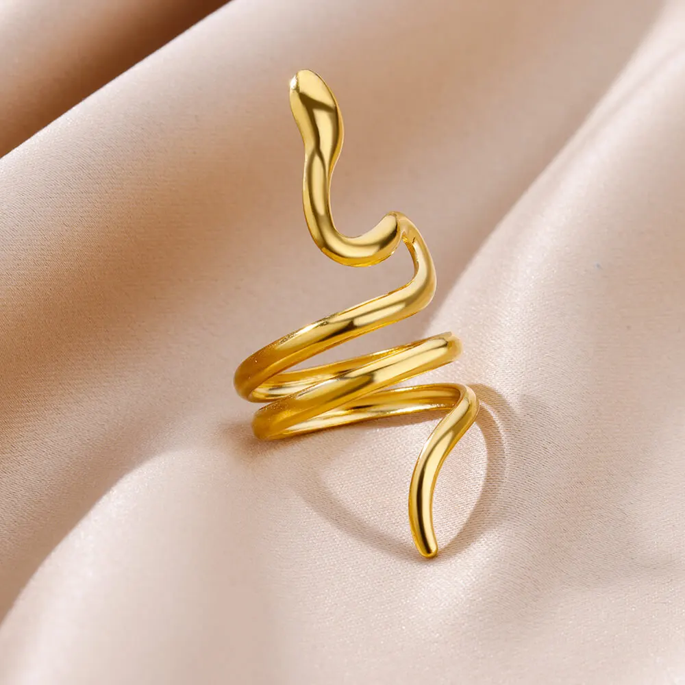 Gold Color Snake Rings for Women Men Vintage Stainless Steel Ring Female Gothic Jewelry Accesorios free shipping items anillos