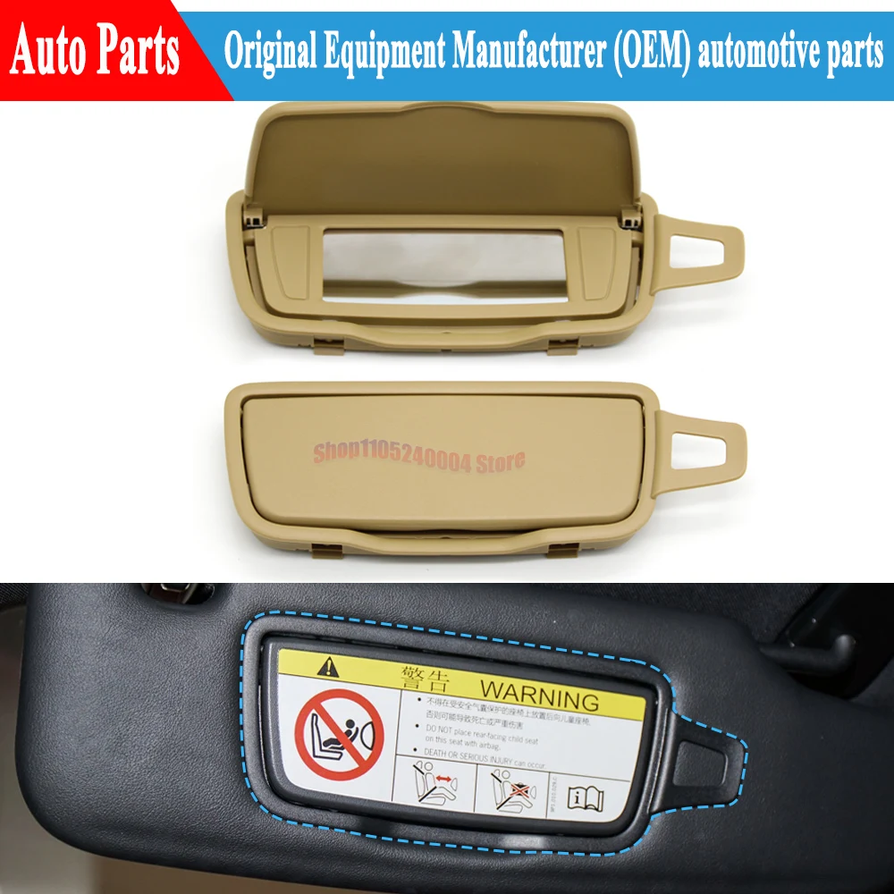 Left Right Sun Visor Vanity Mirror Cover Assembly Set For Porsche Boxster Cayman 911 981 982 991 718 982857551 982857551T
