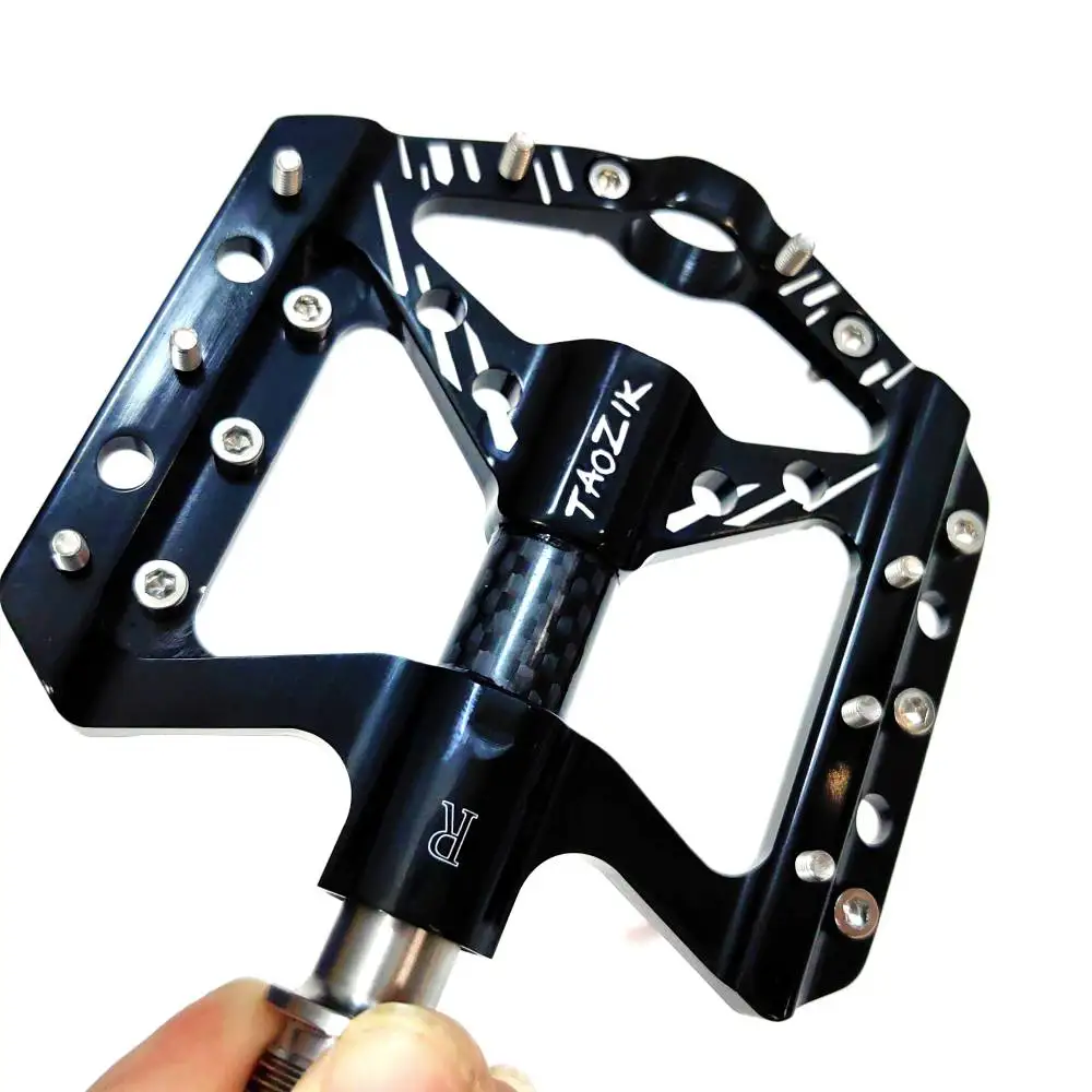 TAOZIK Bicycle Pedals titanium Axle Bearings MTB Anti-slip Ultralight Aluminum Mountain Road Bike Platform Pedals Cycling Parts