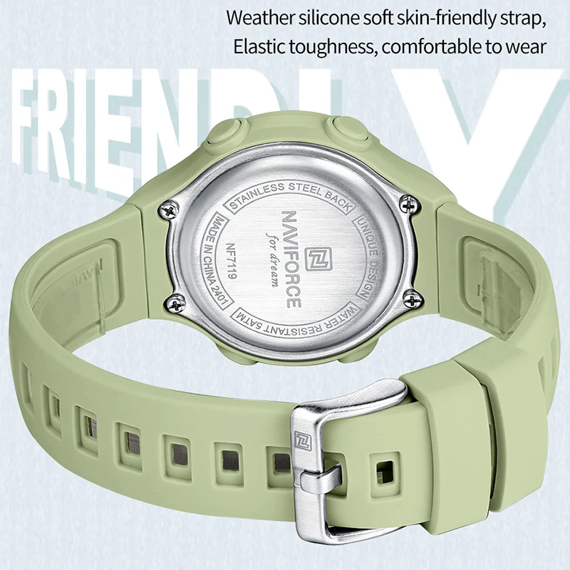 NAVIFORCE New Brand Creative Silica Strap Women's Bracelet Wrist Watches Laides Electronic Watch Fashion Wild Waterproof Clock
