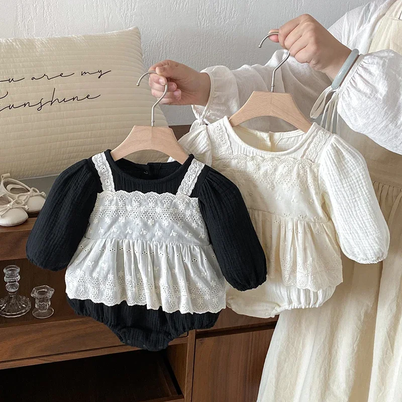 

Новинка 2023 года, осенние боди для маленьких девочек, хлопковый комбинезон с длинными рукавами для маленьких девочек, детская одежда для детей 0-24 месяцев