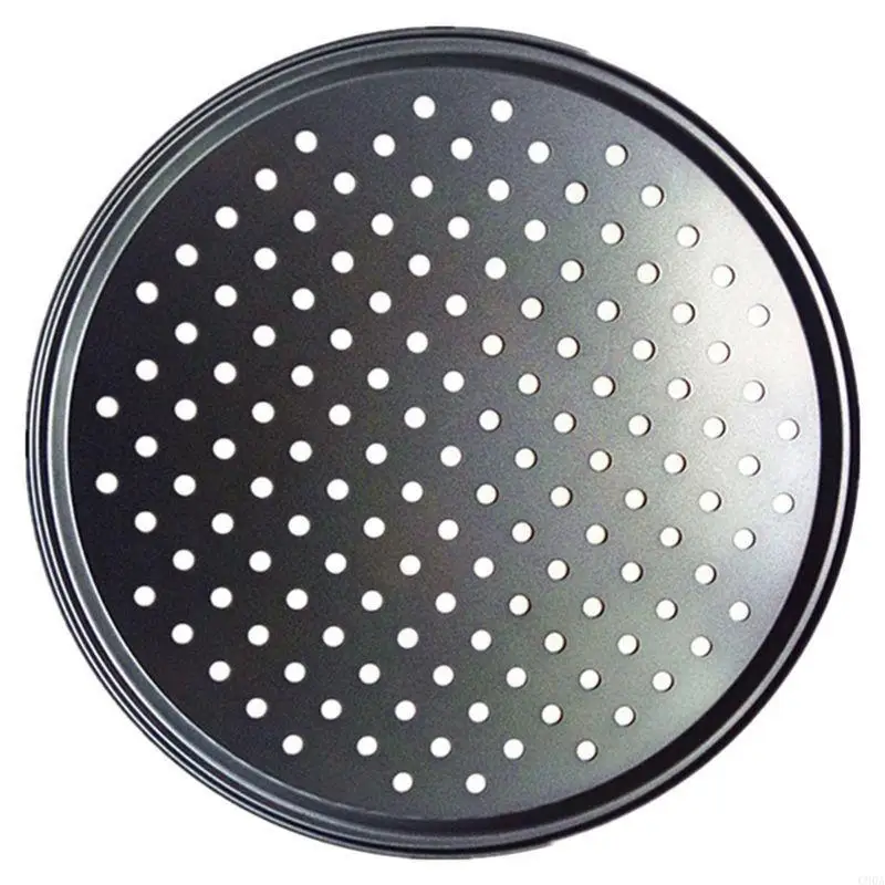 

C90A 9/10/11/12 Inch Baking Pizza Pan with Hole Carbon Steel Nonstick Kitchen Cooking