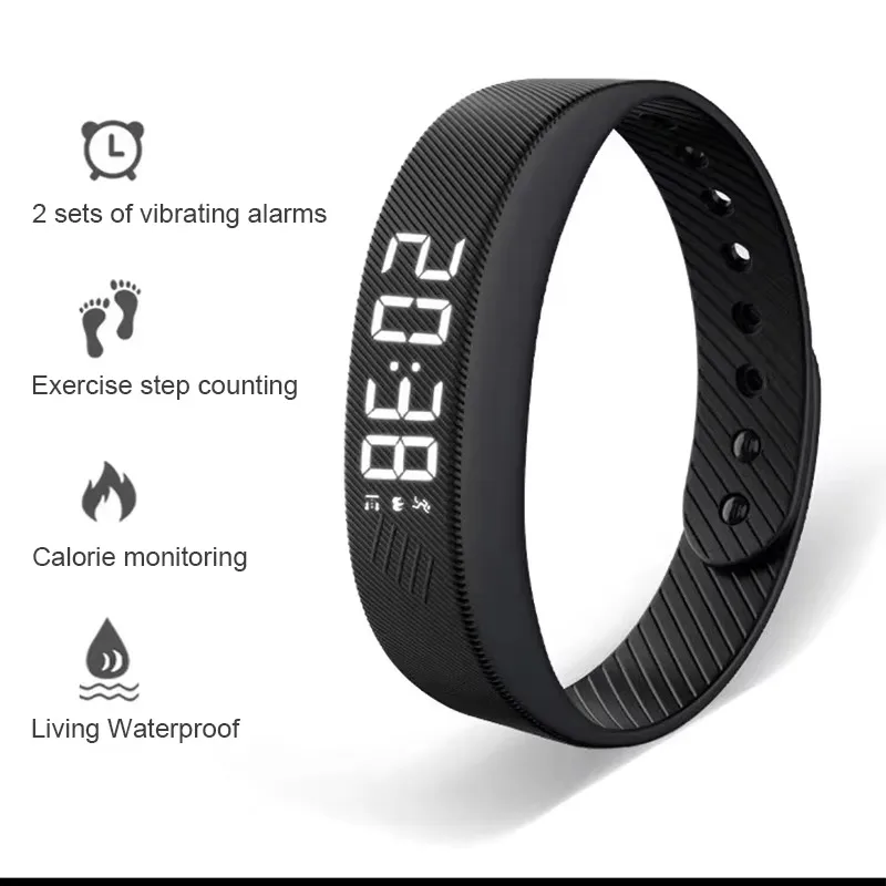 Smart Bracelet LED Digital Vibration Alarm Wrist Waterproof Smart Clock Smartband With Running Pedometer Monitor Smart Band