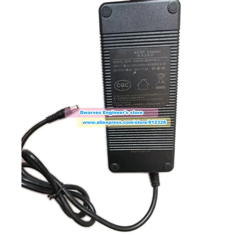 Genuine GM250-3600700-F AC Adapter 36V 7A 252W for GVE Aquarium Lights LED Power Supply 5.5x2.5mm 200-240V