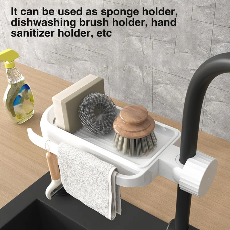 Kitchen Sink Sponge Holder Over Faucet Removable Hangings Drainage Rack Faucet Drain Rack For Soap Scrubbers kitchen supplies