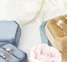 1Pc Velvet Ring Box Double Ring Box With Detachable Lid 2 Slots Octagon Ring Display Holder Case For Engagement Wedding Proposal