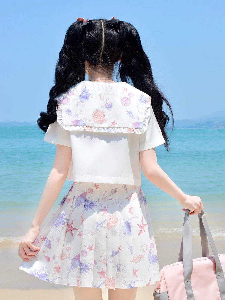 2024 Japanese College Style JK Uniform Outfits Summer Basic Campus Sweet Sailor Suit Comfortable and Breathable Cartoon Clothes