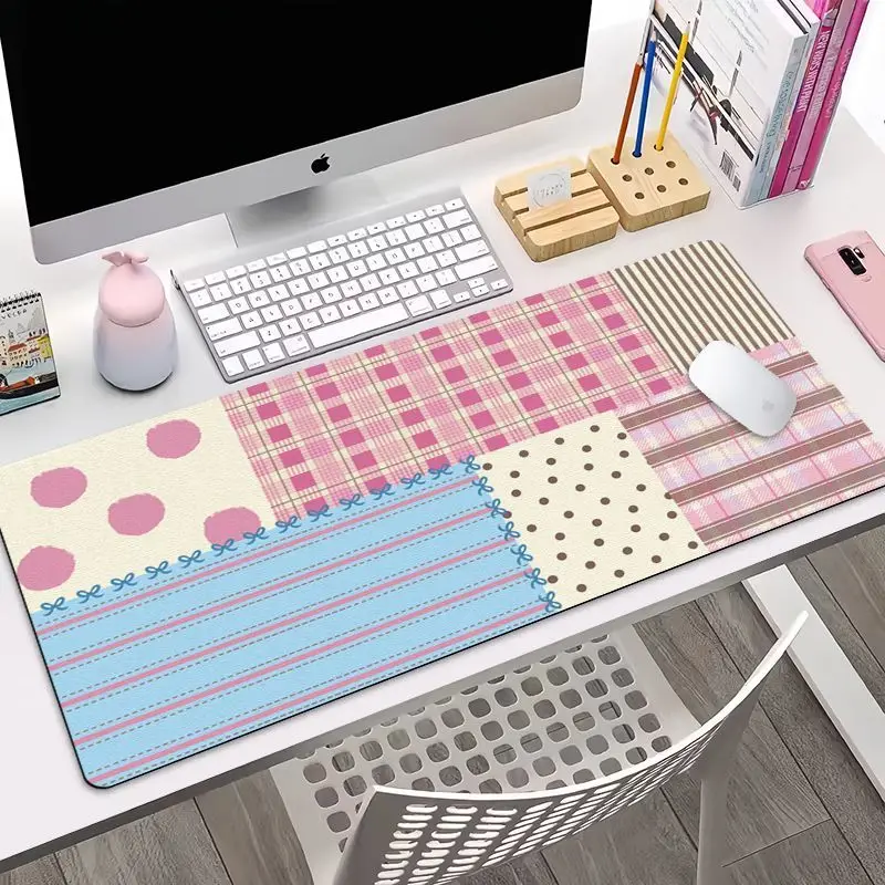 Leather Desk Pad Protector Cute Puzzle Girl Y2K Kawaii Board Mouse Pads Office Desk Mat Waterproof Oilproof PU Desk Keyboard Pad