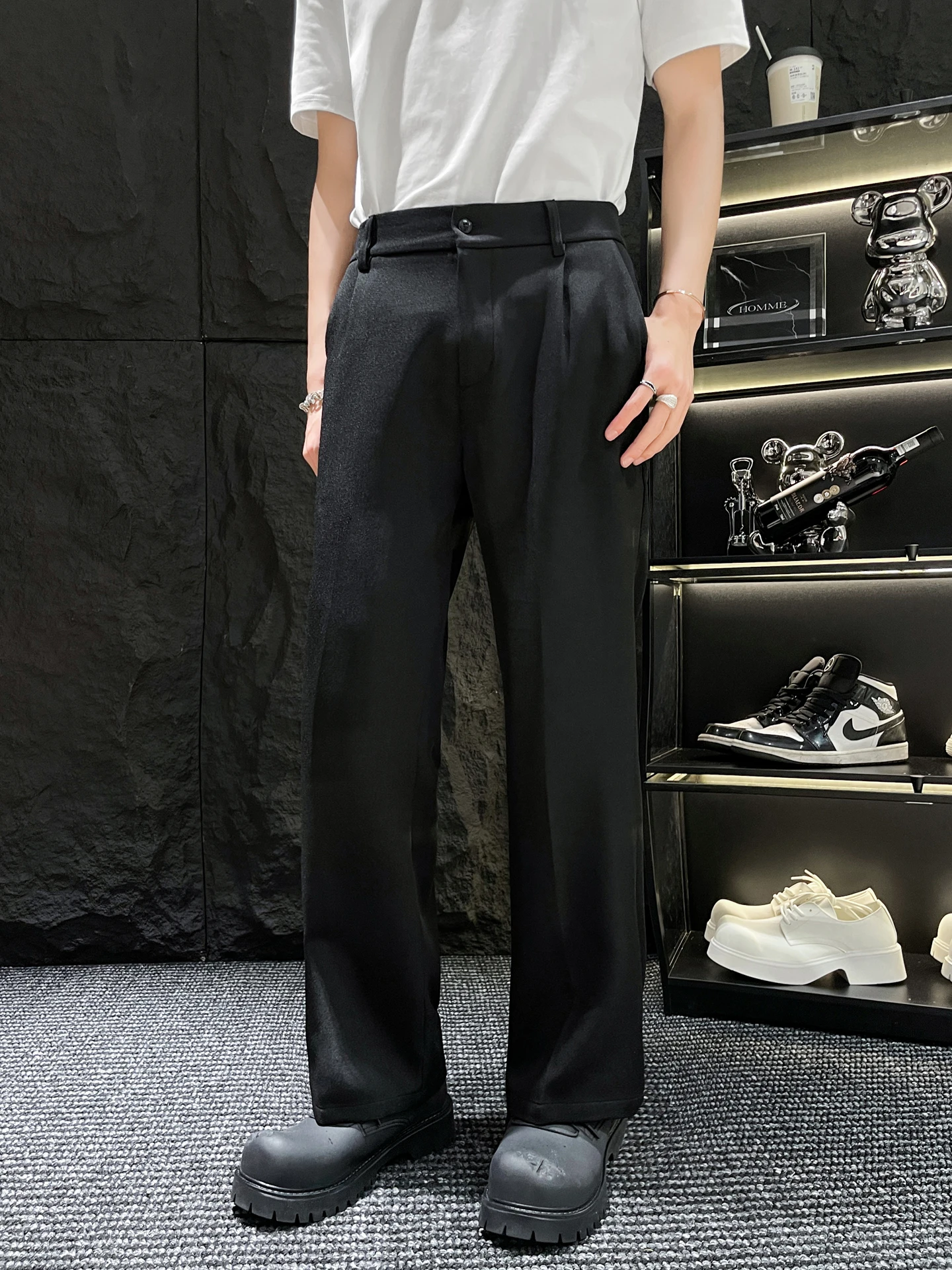 

Bla Straight Leg Men's Suit Pants HOMME Trendy Haome Casual Versatile Long Trousers for Young Men Summer Faion