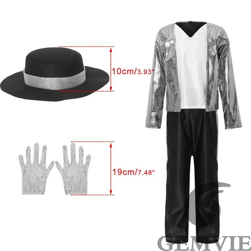 Halloween Kids Children Singer Dancer Cosplay Costumes Carnival Stage Performance Top Pants Hat Gloves Suit