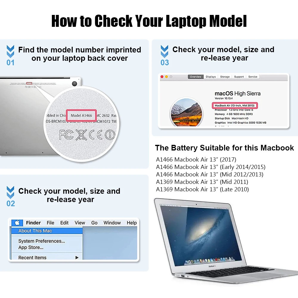 Imagem -04 - Liscn A1405 A1406 A1375 A1496 Bateria do Portátil para Apple Macbook Air 13 11 A1369 A1466 A1370 A1465 Notebook Batteri Ferramentas Gratuitas