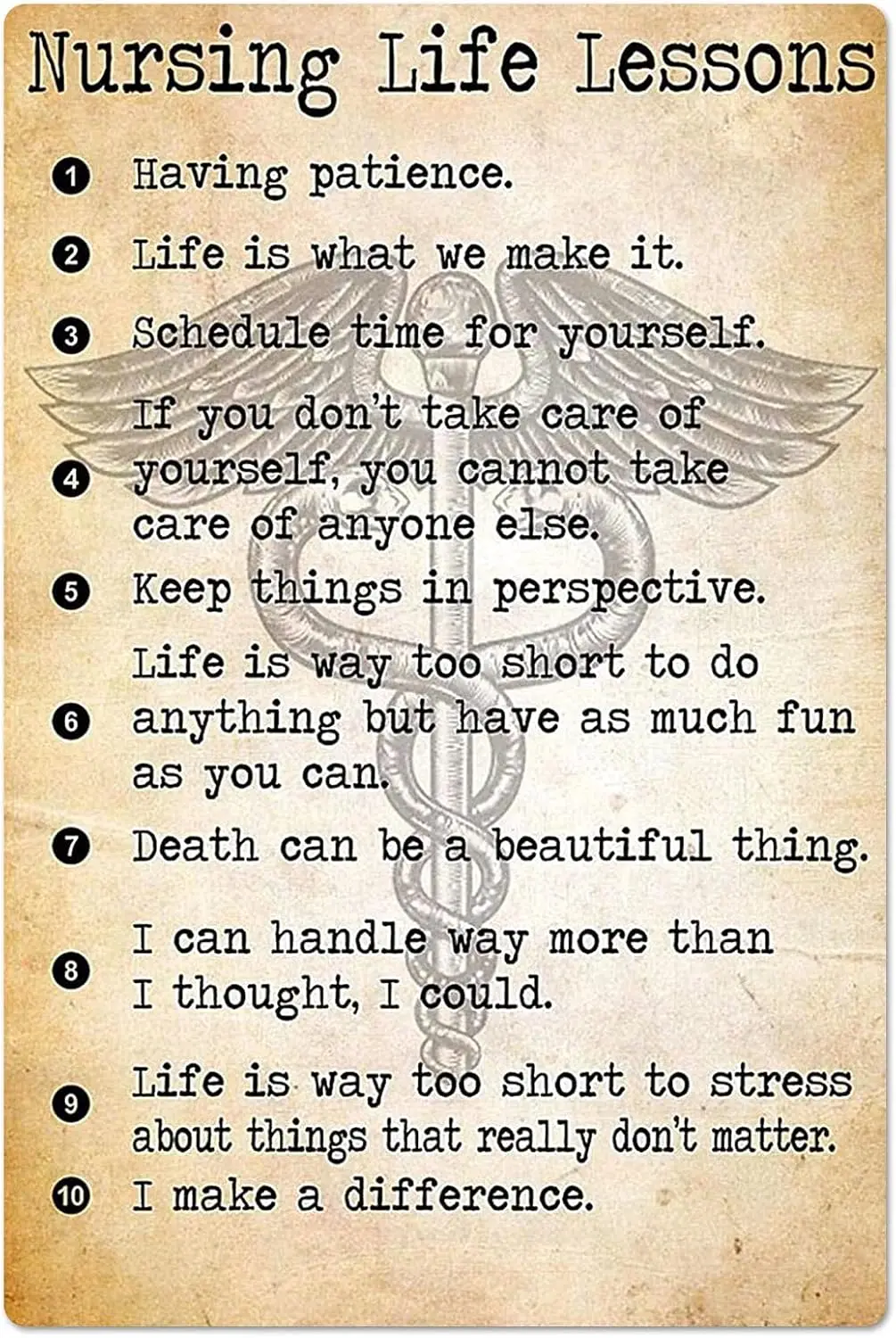 Nursing Life Lessons Metal Signs Nurse Science Knowledge Posters Retro Plaque Room Decor Club Garage Wall Decor 12x16 Inche sign
