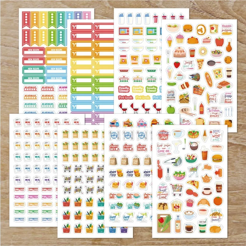 Food Planning Stickers Daily Food and Shopping Plans Calendars Journal Stationery Decoration Stickers Book