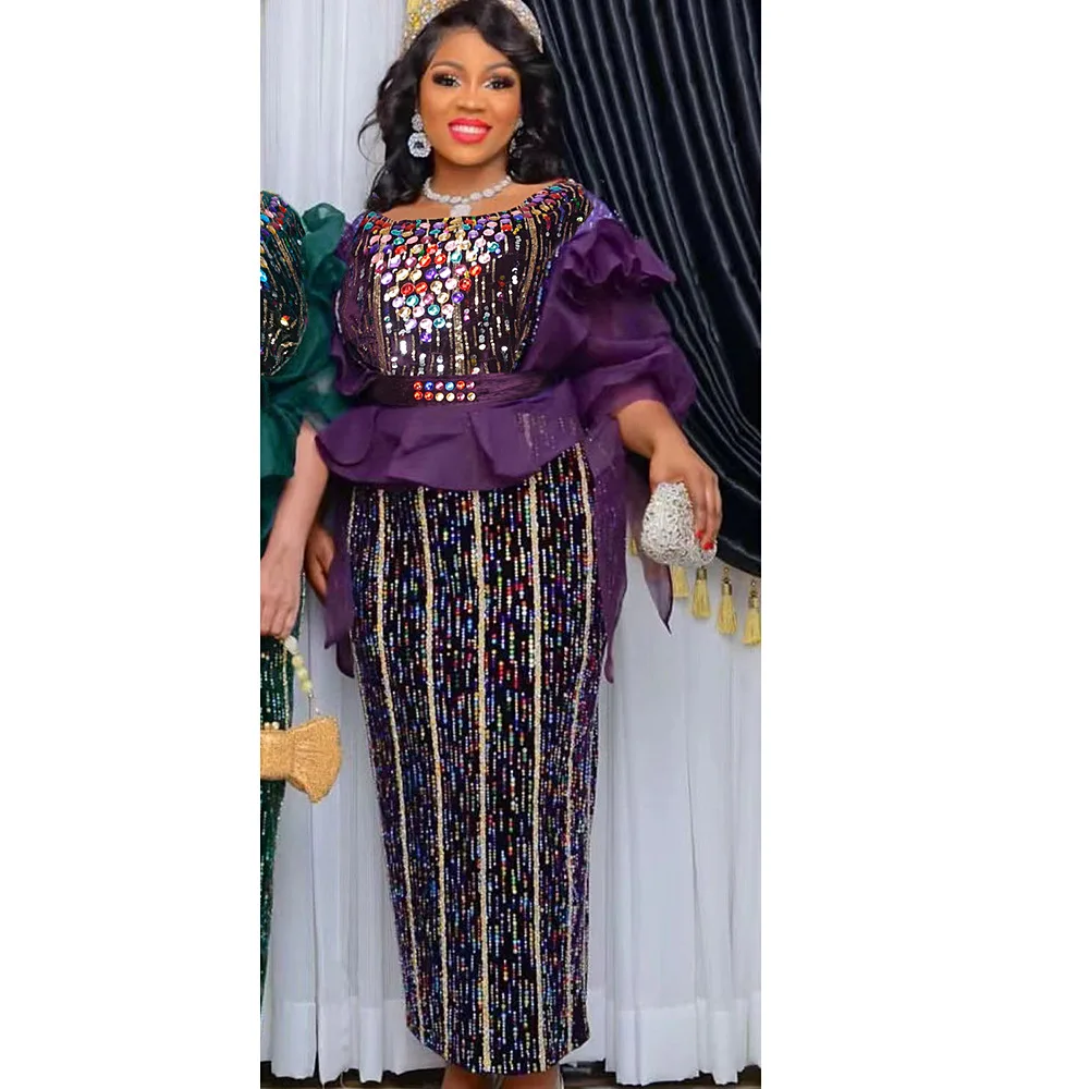 New Dashiki African Dresses for Women Elegant Luxury Velvet Evening Gowns Plus Size Turkey Long Maxi Party Dress Africa Clothing