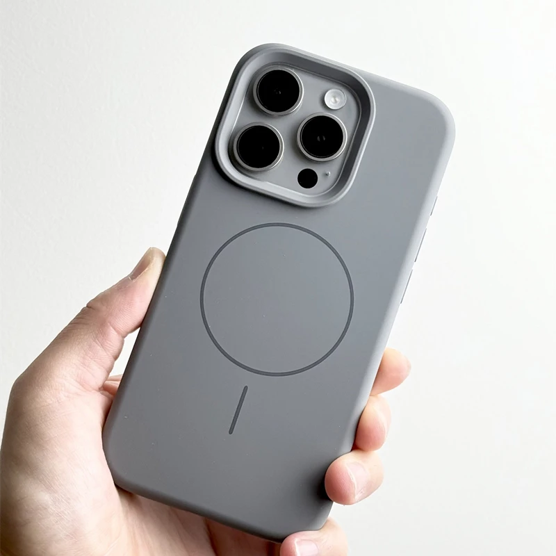 

Оригинальный чехол из жидкого силикона с магнитами для iPhone 16, 17 Pro Max, 15 Pro, 14, 13, с магнитной беспроводной зарядкой и фланелевой подкладкой