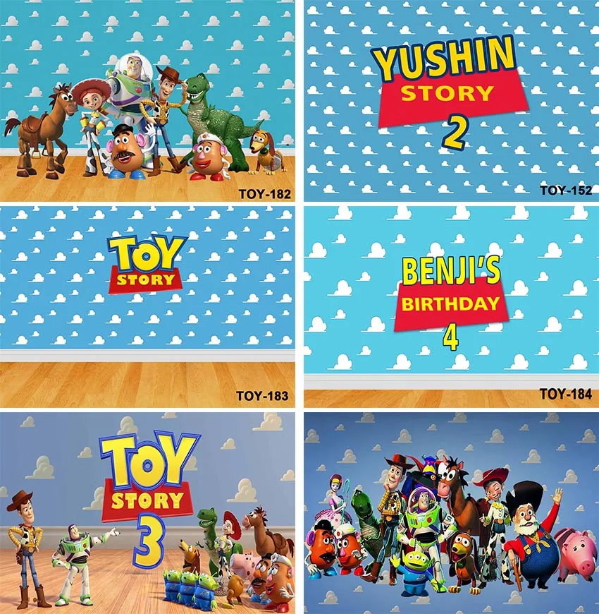 

Toy Story Kids Birthday Party Backdrops Bedding Room Wall Decor Poster Family Celebration Background for Photography