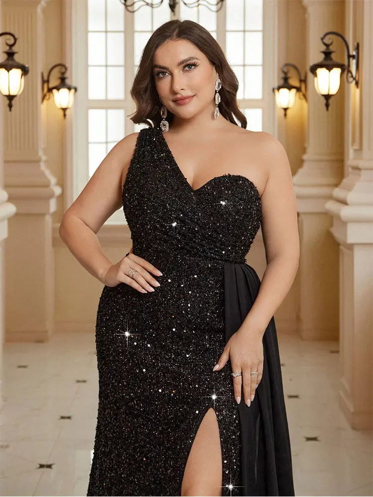 Plus Size Single Room Strapless Floor-Length Wedding Bridesmaid Evening Dress 4xl5xl Big Size Luxury Banquet Evening Dress Women