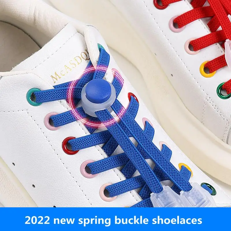 Spring Lock Shoelaces without ties Elastic laces Sneakers Kids Adult Quick Shoe laces Rubber Bands Round lazy Shoelace Shoes