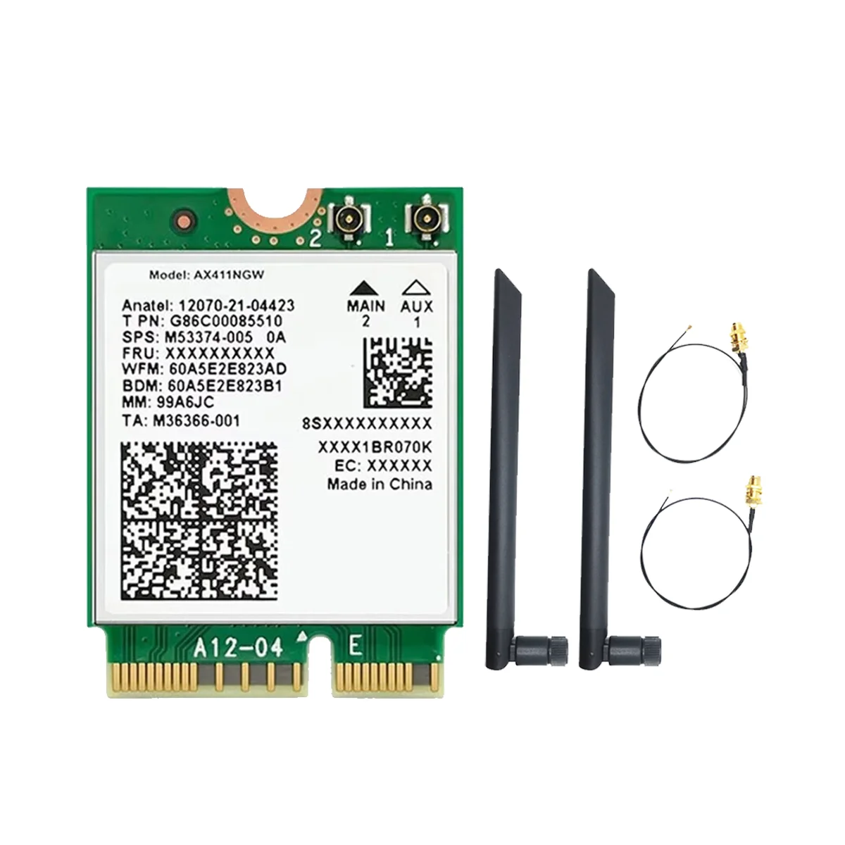 For Intel AX411 WiFi Card+8DB Antenna WiFi 6E CNVio2 BT 5.3 Tri-Band 5374Mbps WiFi Adapter for Laptop/PC Win10/11-64Bit