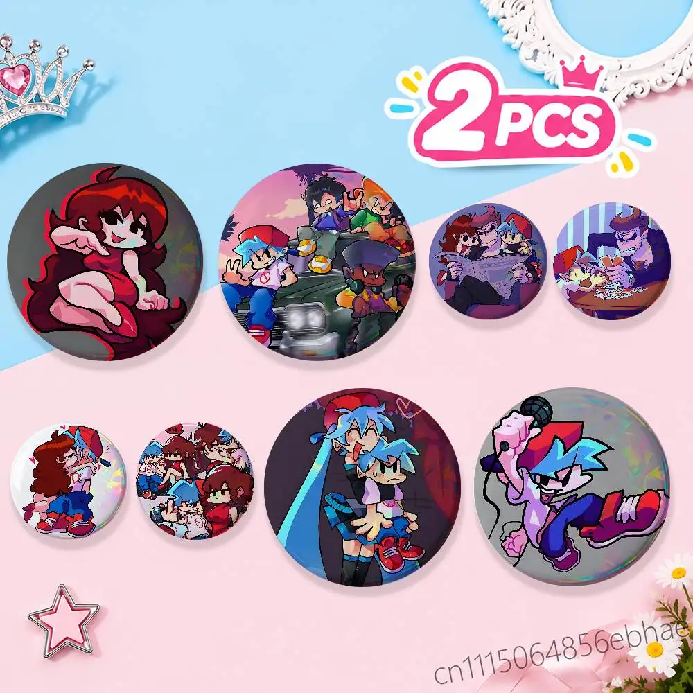 FOR Friday Night Funkin FNF 2Pcs Round Badge Set Button Brooch Pin, Anime Game Fans Collectible Decor & Birthday Gift