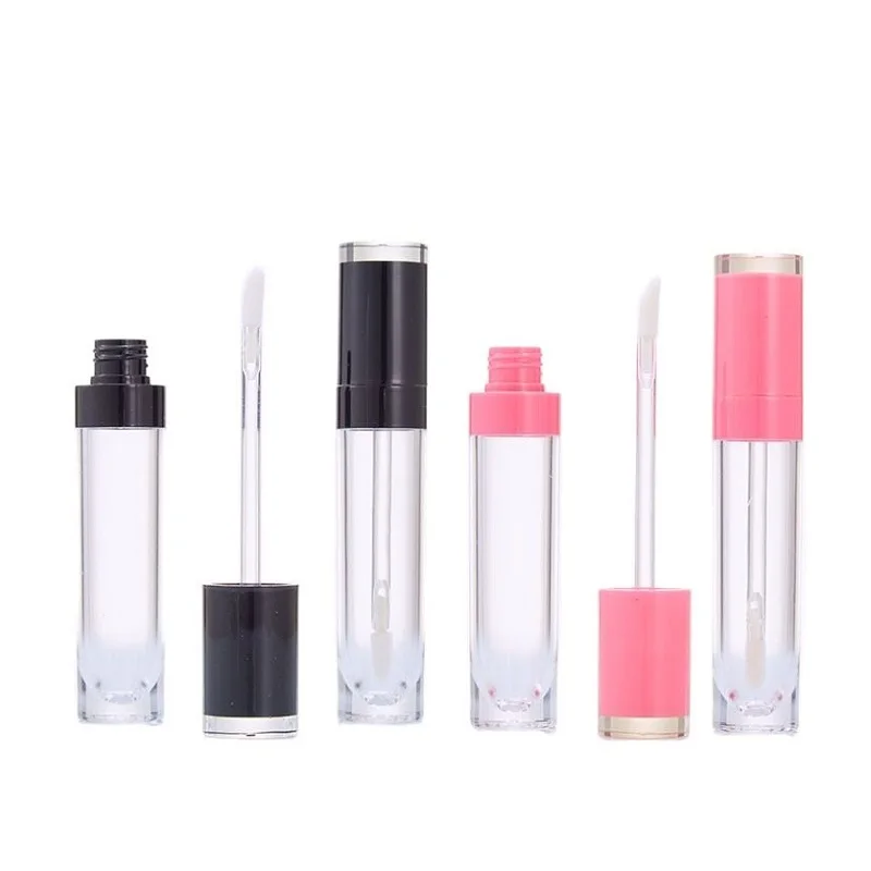 

30pcs50pcs Empty Clear Lipgloss Container With Wand Black Pink Purple Lid Cosmetic Refillable Bottle Transparent Lip Gloss Tubes