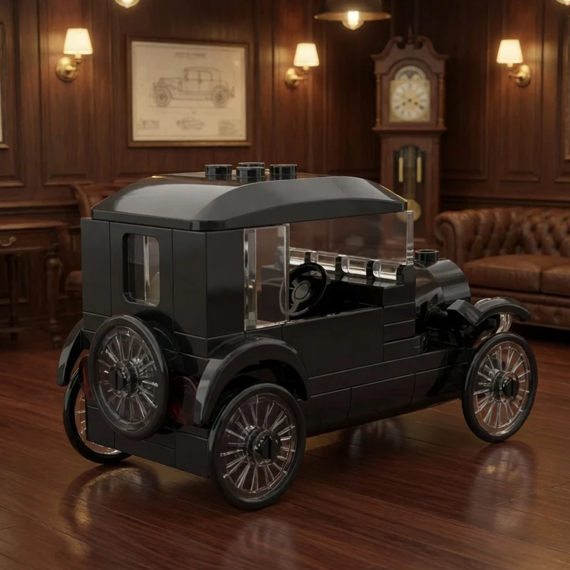 

78PCS Classic Black Vintage Car Model MOC Building Bricks City Car Modular Technology Assemble Toys Suit Children Holiday Gifts