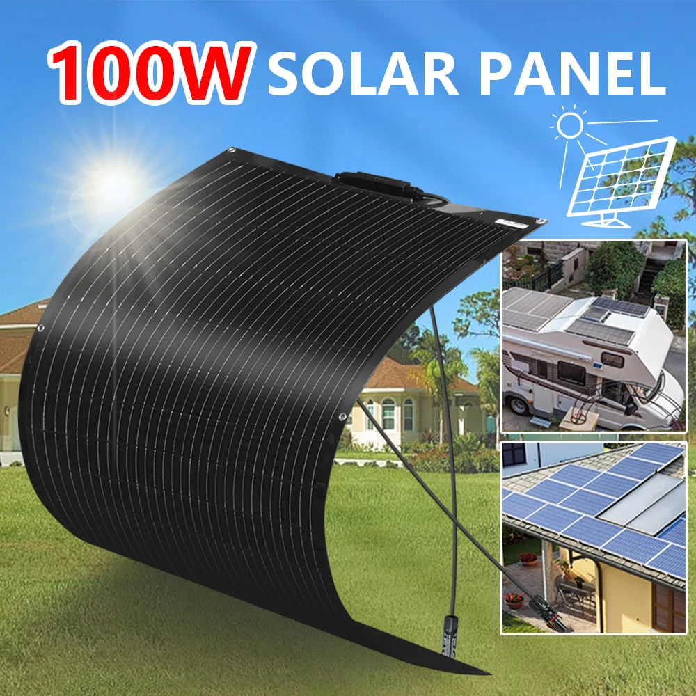 XINPUGUANG 200W Flexible Solar Module, Mono Solar Panel OR Solar Panels kit for RVs, Balconies, and Roofs (2 x 100W)