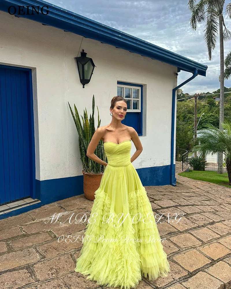 Oeing clássico a linha luz verde vestido de baile querida plissados em camadas vestidos de festa até o chão vestido de noite personalizado